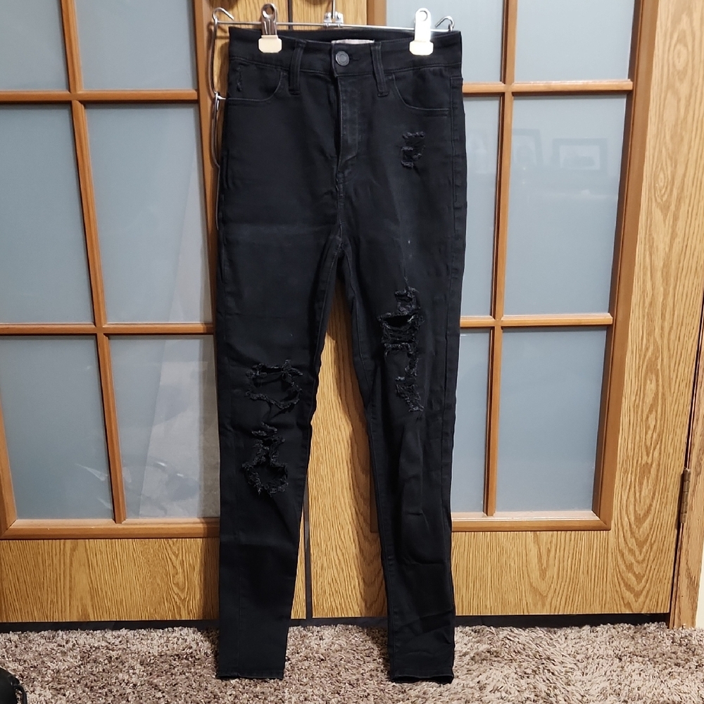 SO Super High Rise Black Distressed Women's Jeggings